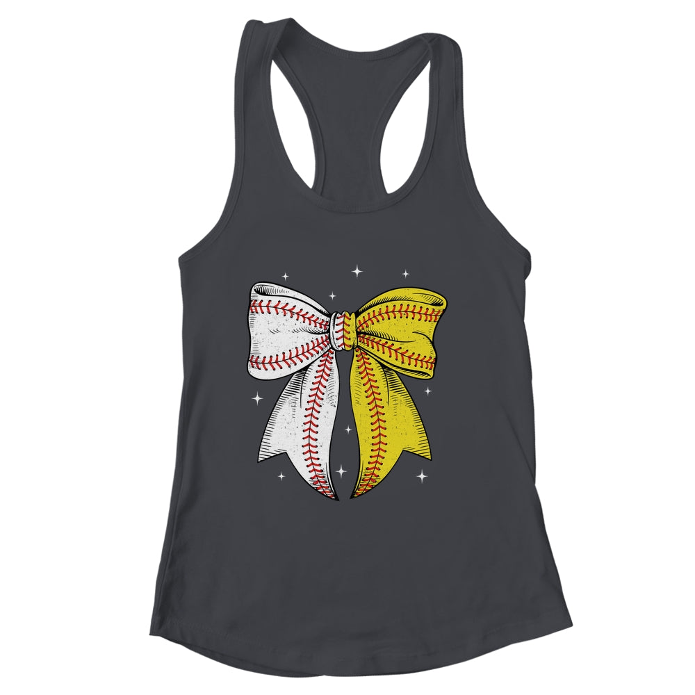 Baseball Softball Coquette Bow Game Day Heart Love Mom Life Shirt & Tank Top | siriusteestore
