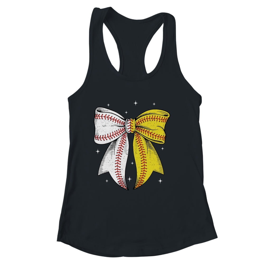 Baseball Softball Coquette Bow Game Day Heart Love Mom Life Shirt & Tank Top | siriusteestore