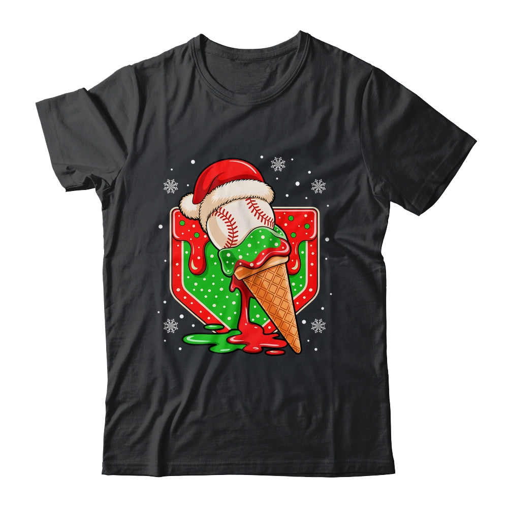 Baseball Xmas Santa Christmas Baseball Ice Cream Drip Boys Shirt & Sweatshirt | siriusteestore
