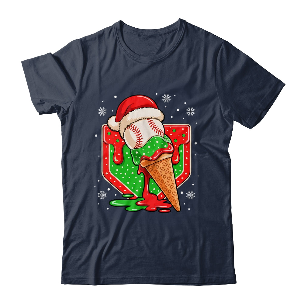 Baseball Xmas Santa Christmas Baseball Ice Cream Drip Boys Shirt & Sweatshirt | siriusteestore