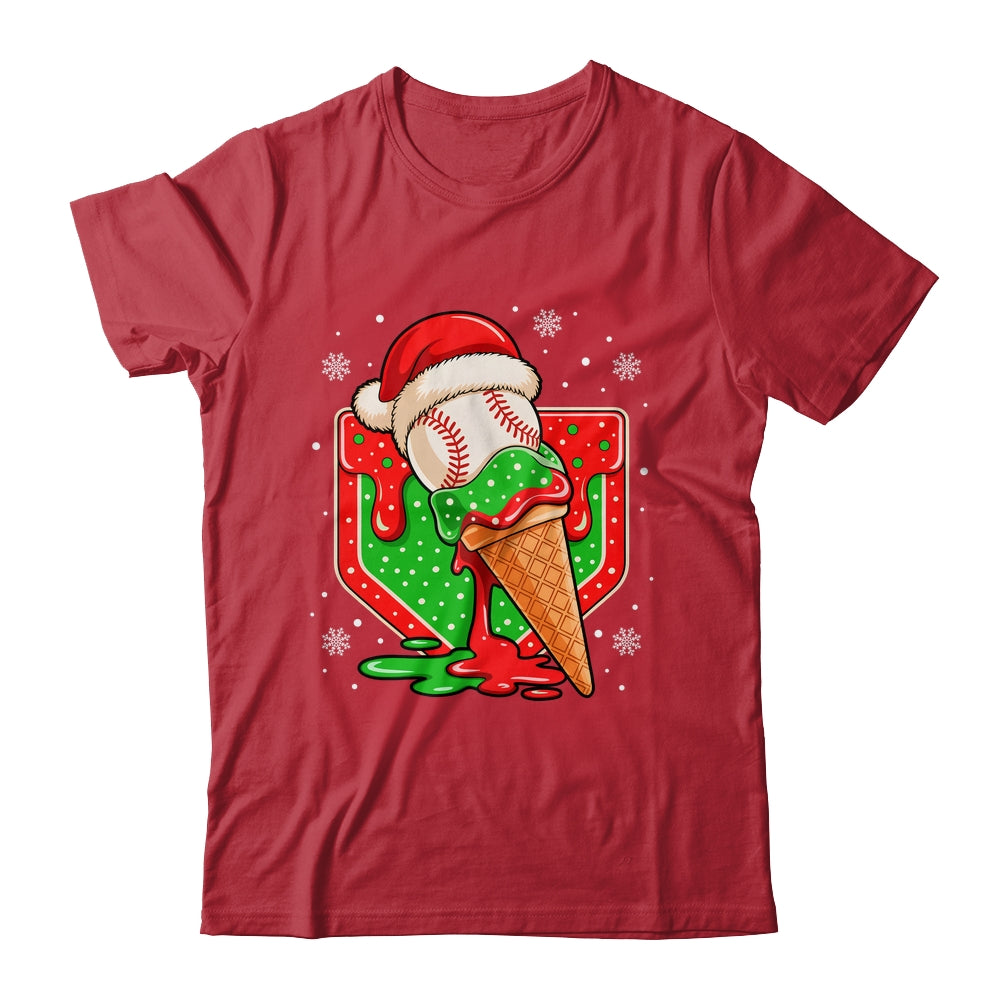Baseball Xmas Santa Christmas Baseball Ice Cream Drip Boys Shirt & Sweatshirt | siriusteestore