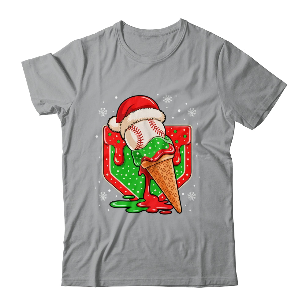Baseball Xmas Santa Christmas Baseball Ice Cream Drip Boys Shirt & Sweatshirt | siriusteestore