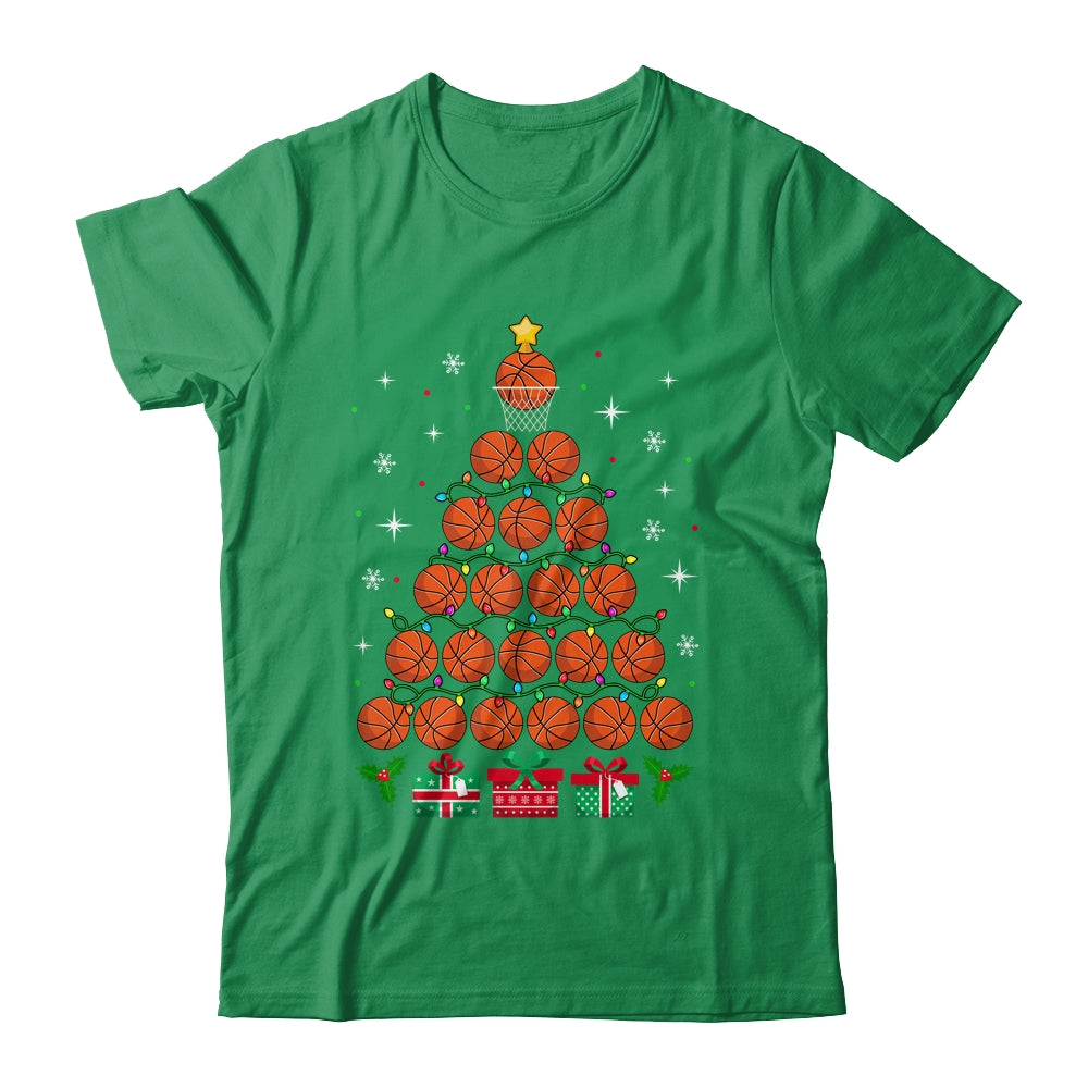 Basketball Xmas Tree Lights Santa Basketball Christmas Funny Shirt & Sweatshirt | siriusteestore