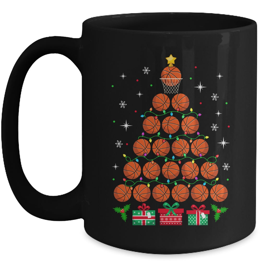 Basketball Xmas Tree Lights Santa Basketball Christmas Funny Mug | siriusteestore
