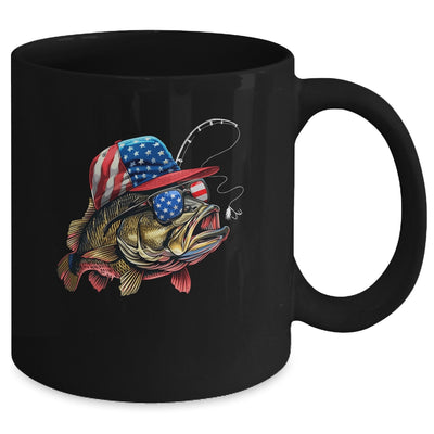 Bass Fish USA Flag Fishing 4th Of July Patriotic Fishing Mug | siriusteestore