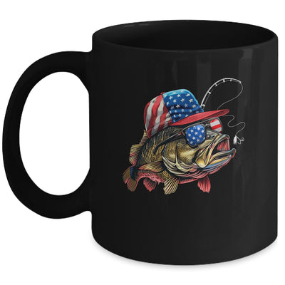 Bass Fish USA Flag Fishing 4th Of July Patriotic Fishing Mug | siriusteestore