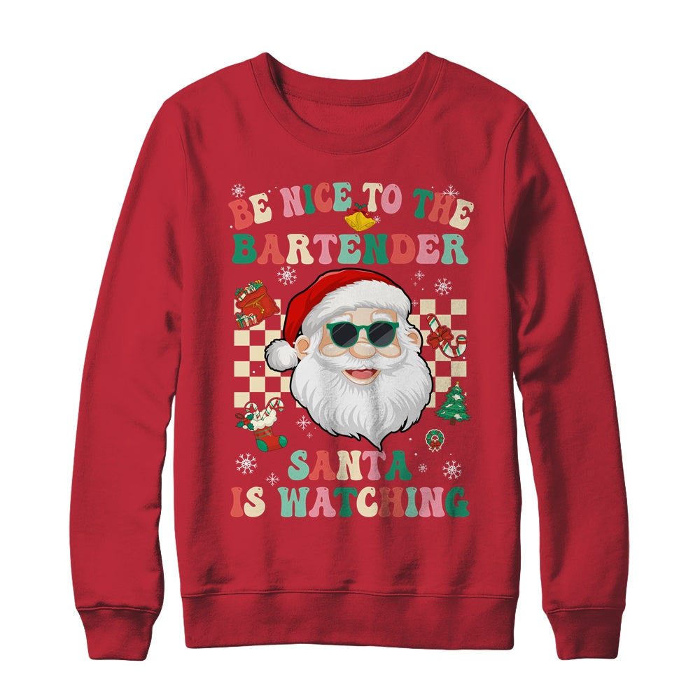 Be Nice To The Bartender Santa Christmas Xmas Groovy Shirt & Sweatshirt | siriusteestore
