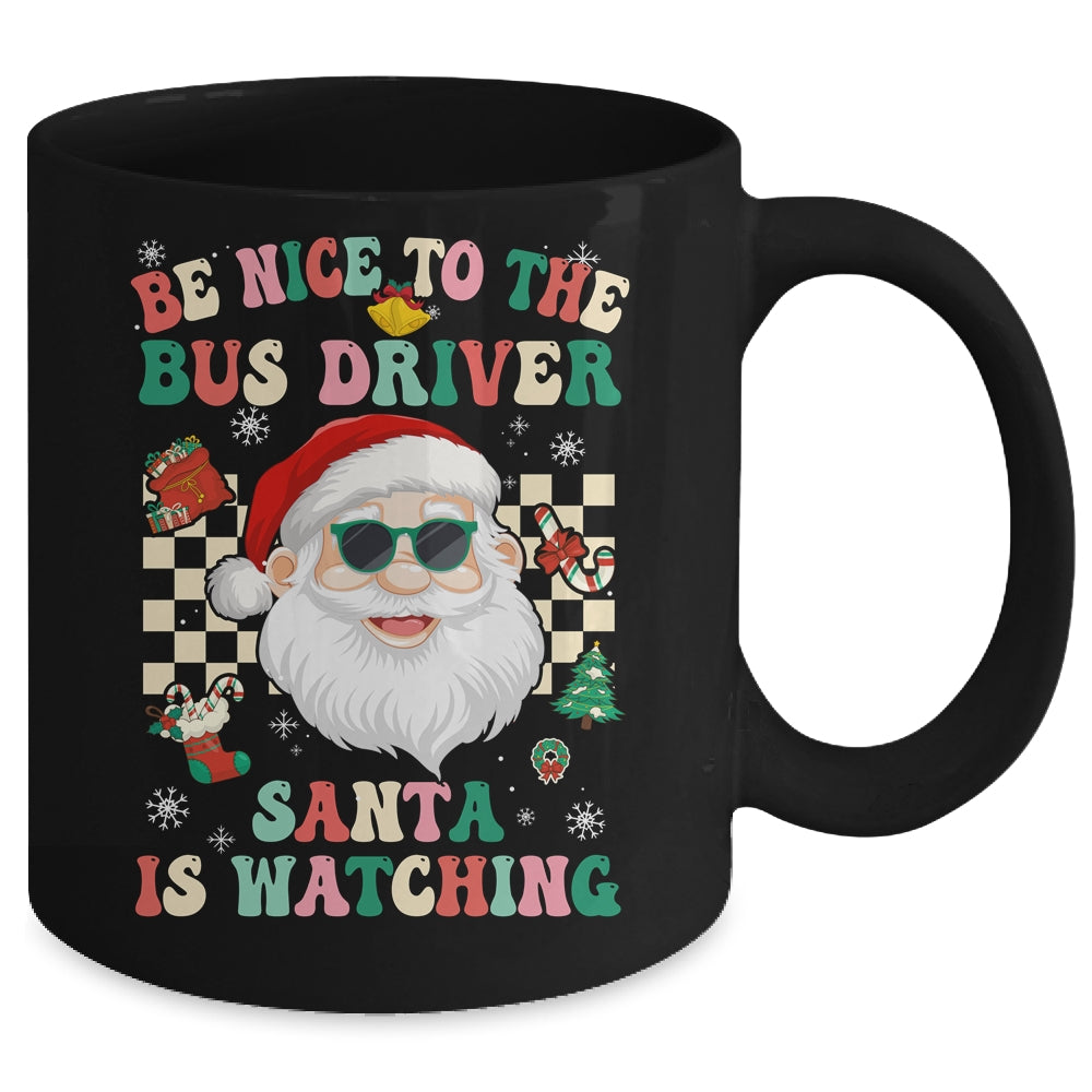 Be Nice To The Bus Driver Santa Christmas Xmas Groovy Mug | siriusteestore