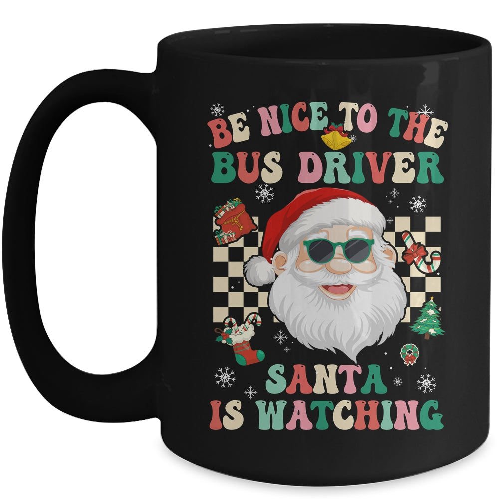 Be Nice To The Bus Driver Santa Christmas Xmas Groovy Mug | siriusteestore