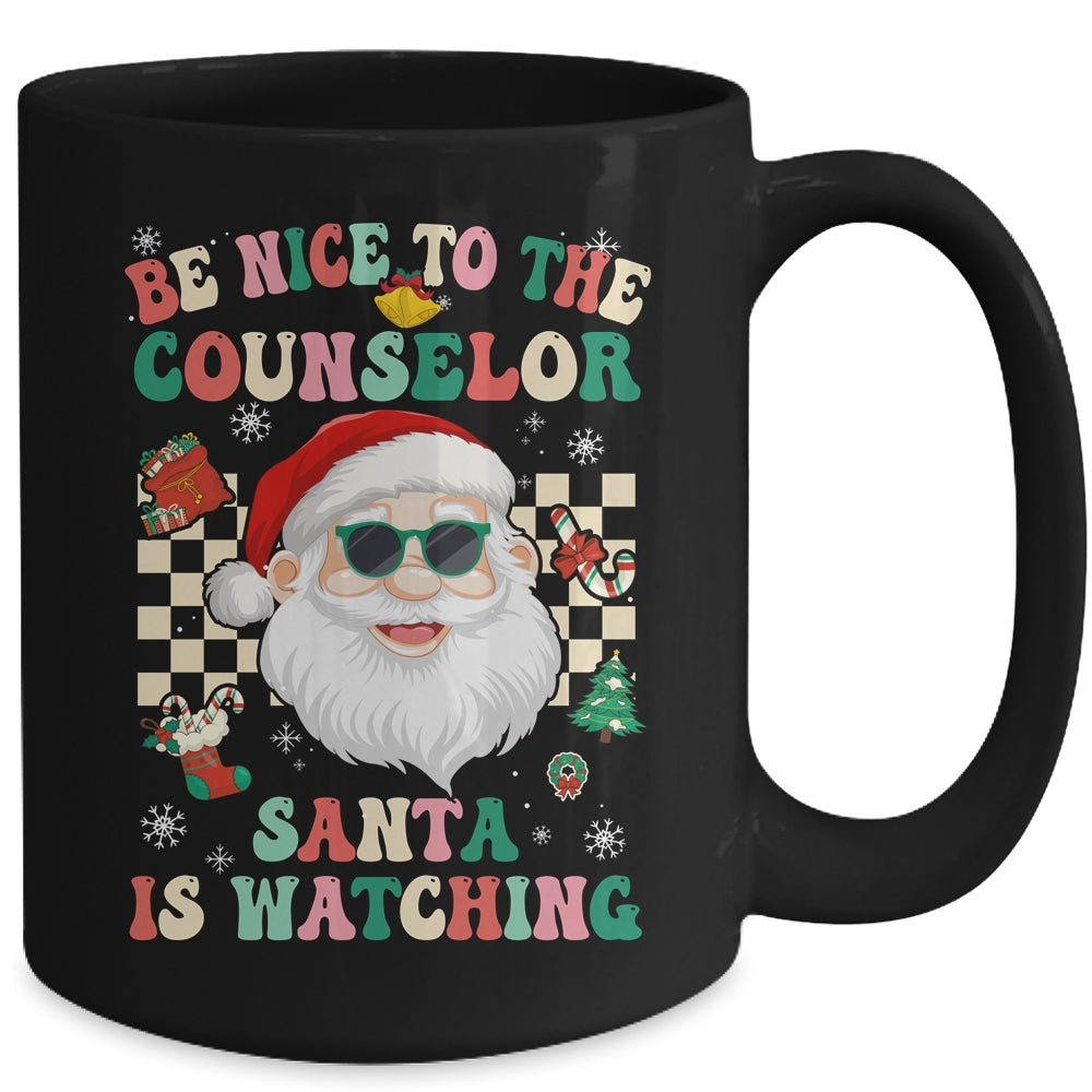 Be Nice To The Counselor Santa Christmas Xmas Groovy Mug | siriusteestore
