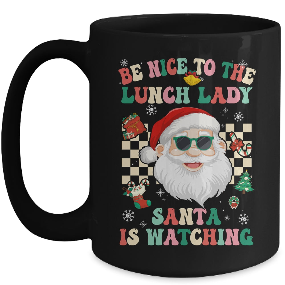 Be Nice To The Lunch Lady Santa Christmas Xmas Groovy Mug | siriusteestore