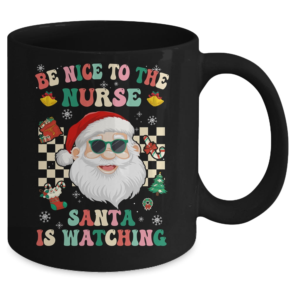 Be Nice To The Nurse Santa Christmas Xmas Groovy Mug | siriusteestore
