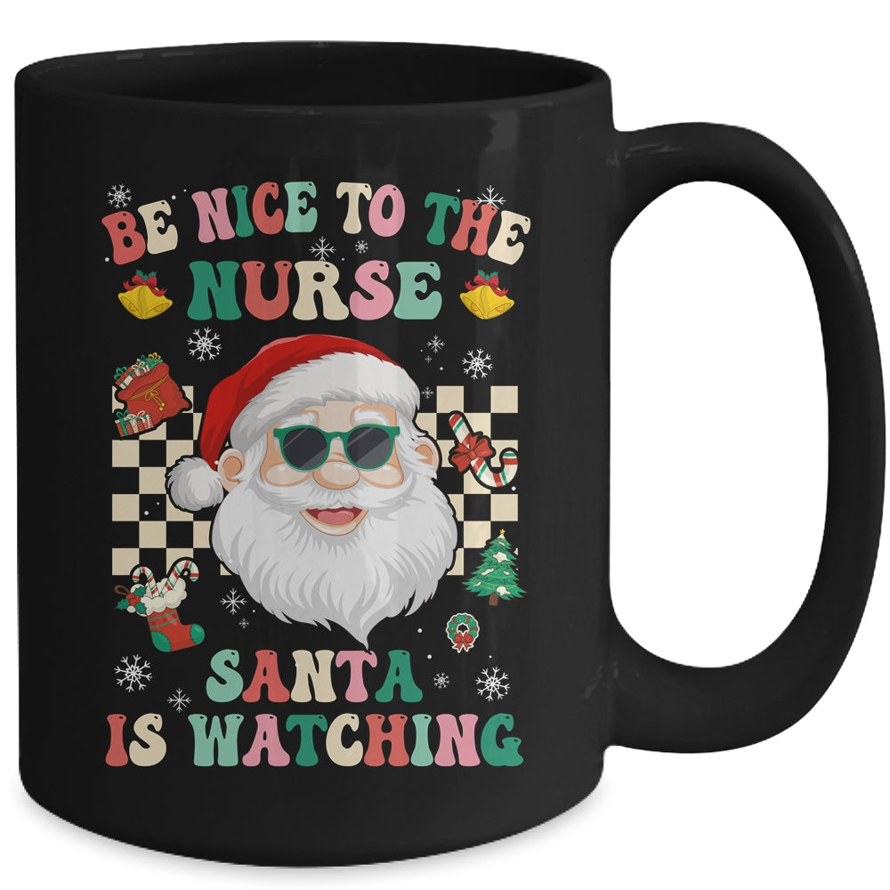 Be Nice To The Nurse Santa Christmas Xmas Groovy Mug | siriusteestore