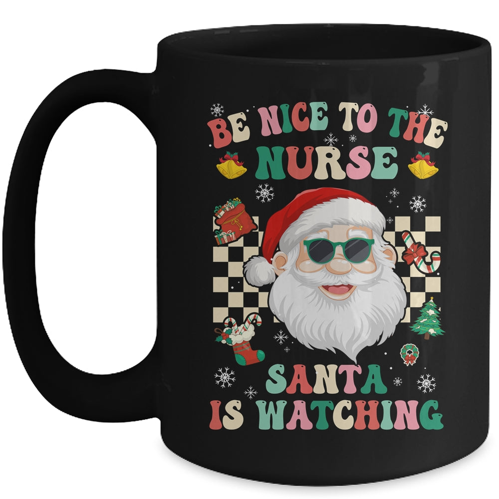 Be Nice To The Nurse Santa Christmas Xmas Groovy Mug | siriusteestore