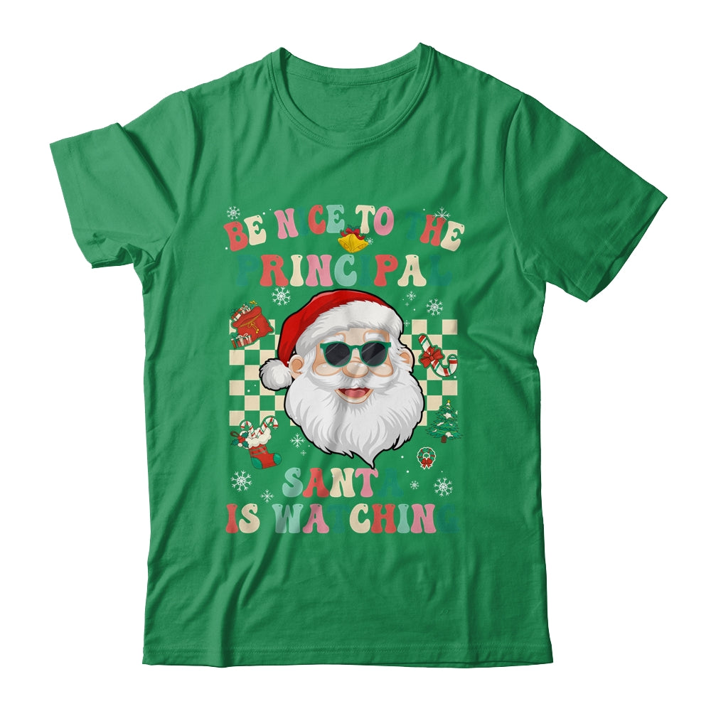 Be Nice To The Principal Santa Christmas Xmas Groovy Shirt & Sweatshirt | siriusteestore