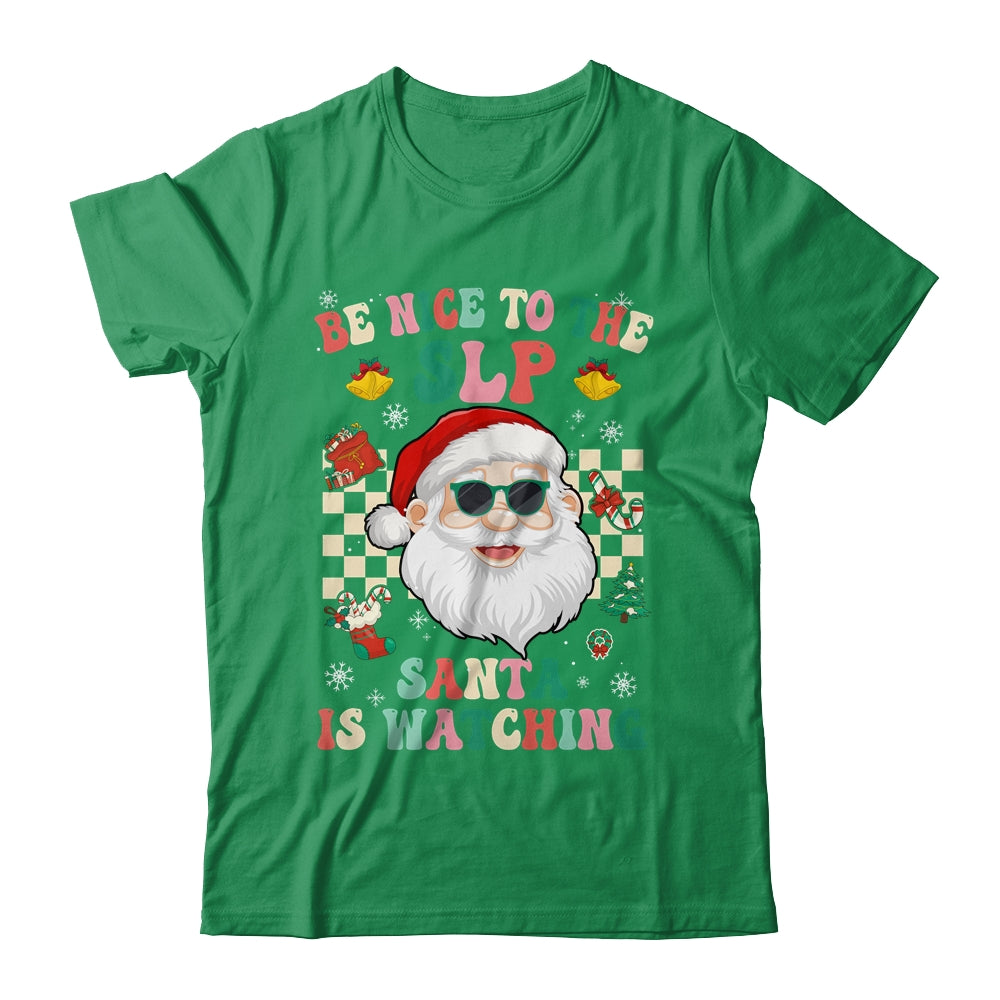 Be Nice To The SLP Teacher Santa Christmas Xmas Groovy Shirt & Sweatshirt | siriusteestore