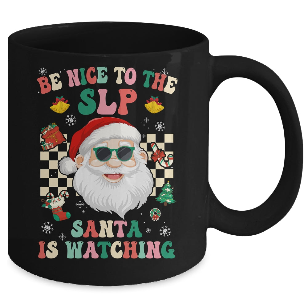 Be Nice To The SLP Teacher Santa Christmas Xmas Groovy Mug | siriusteestore