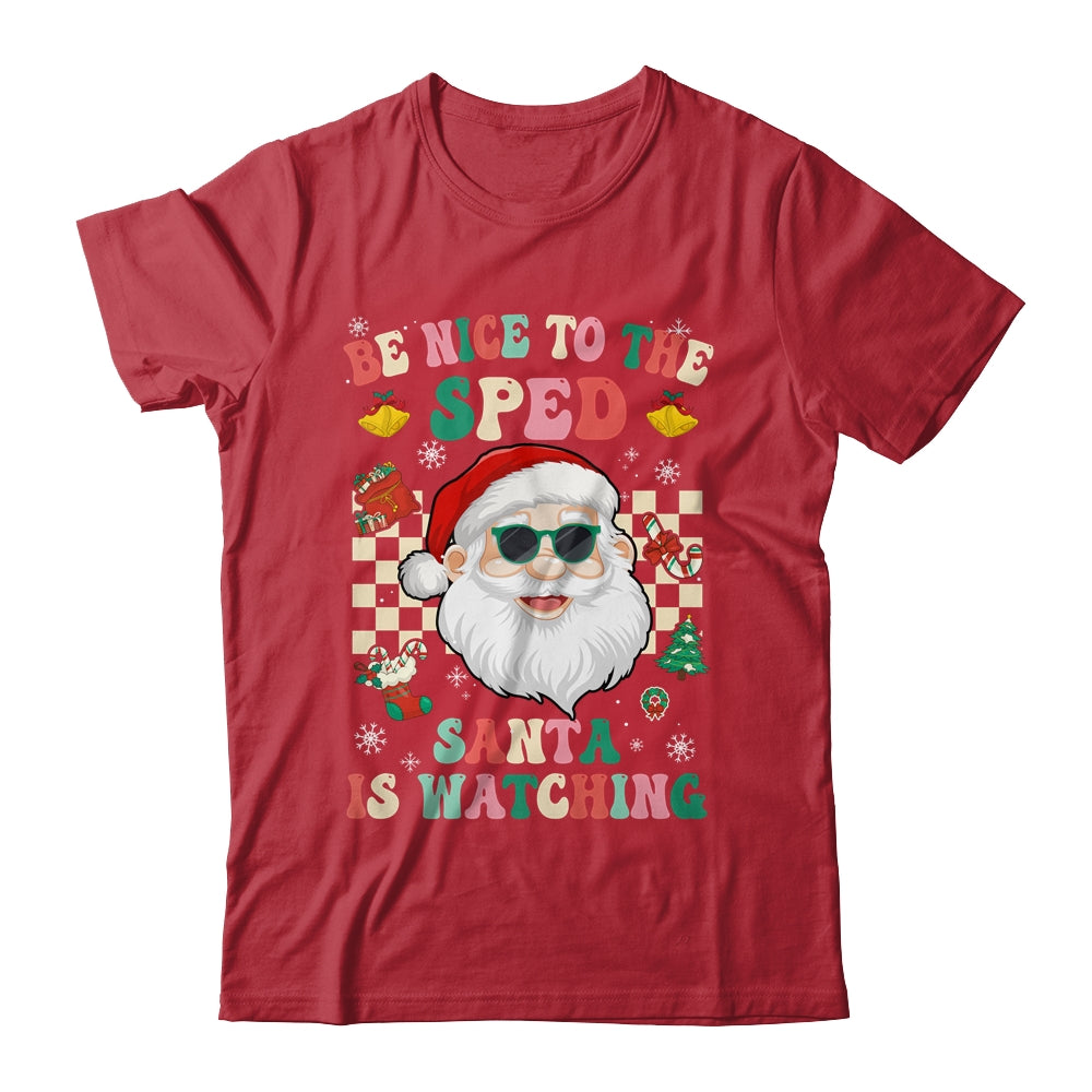 Be Nice To The SPED Teacher Santa Christmas Xmas Groovy Shirt & Sweatshirt | siriusteestore