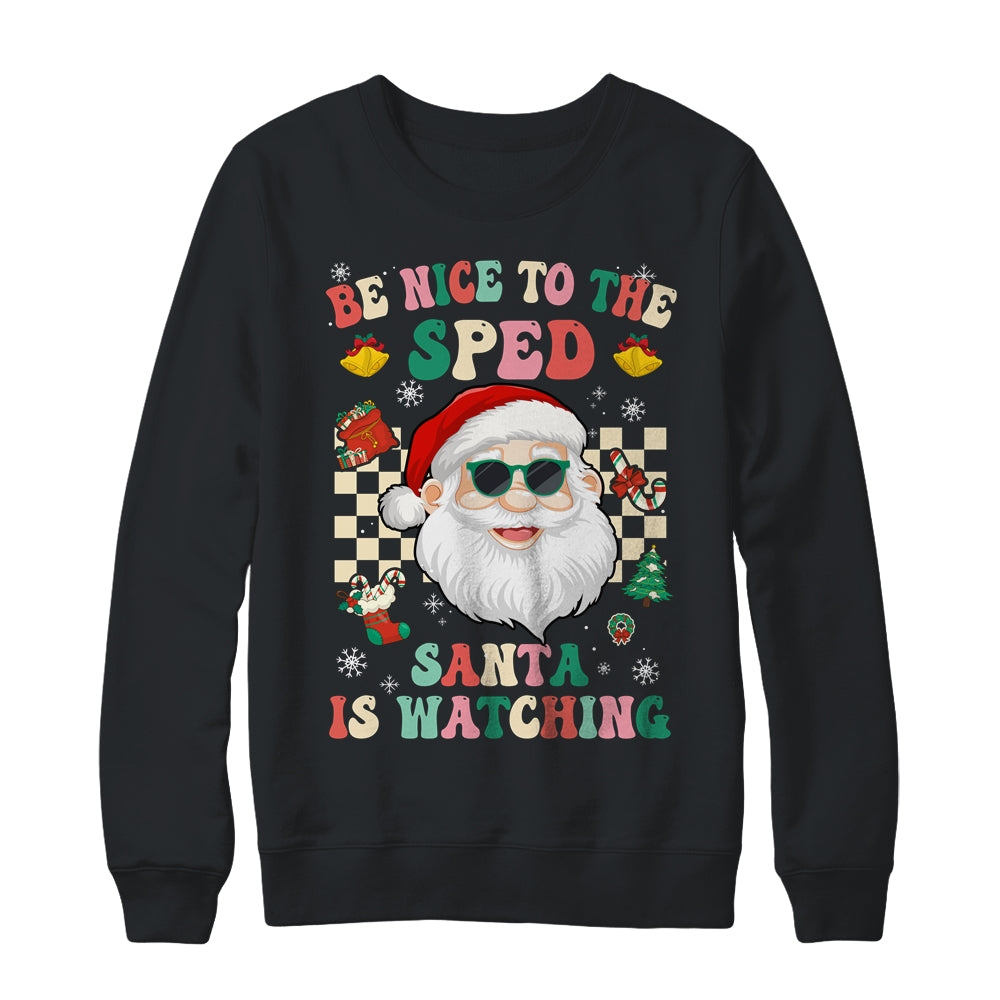 Be Nice To The SPED Teacher Santa Christmas Xmas Groovy Shirt & Sweatshirt | siriusteestore