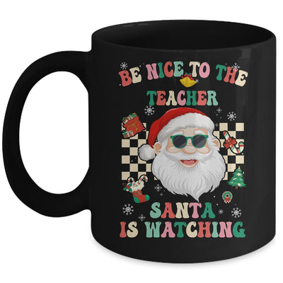 Be Nice To The Teacher Santa Is Watching Christmas Groovy Mug | siriusteestore
