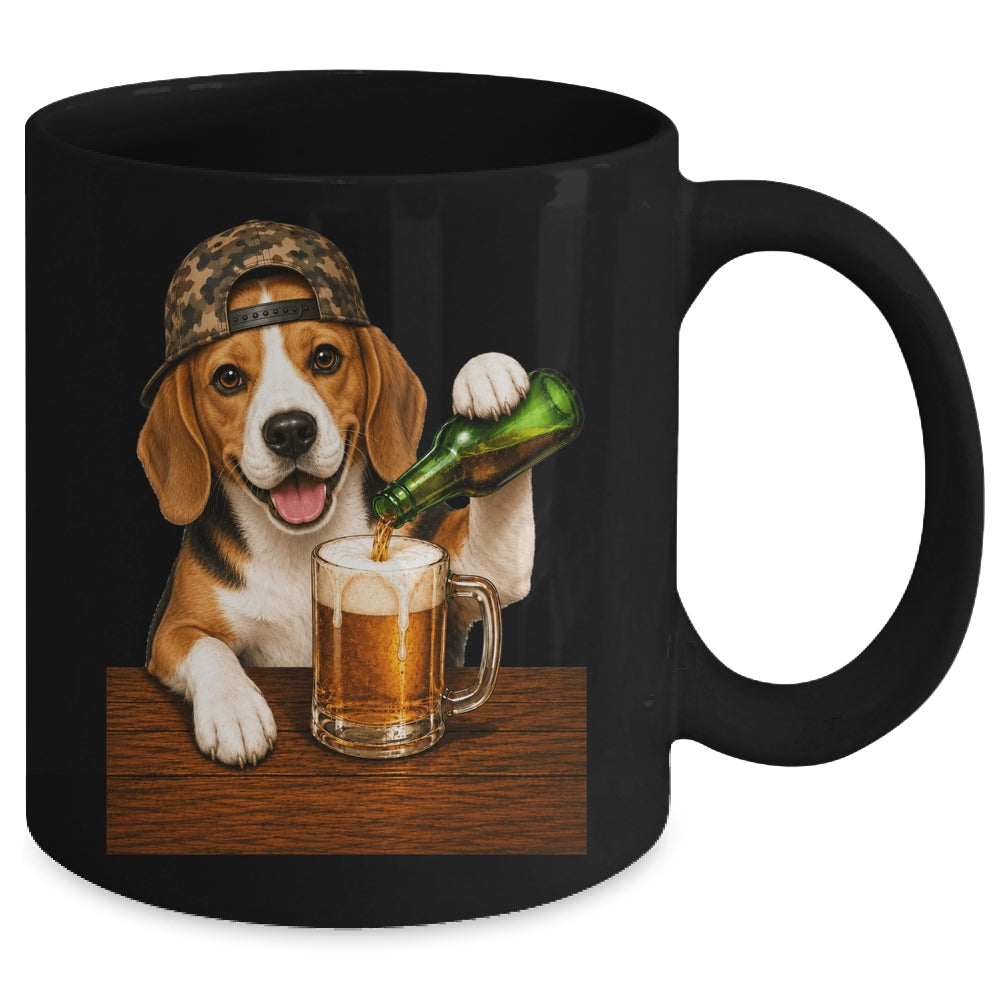Beagle Drinking Beer Shirt Funny Fathers Day Dog Meme Mug | siriusteestore
