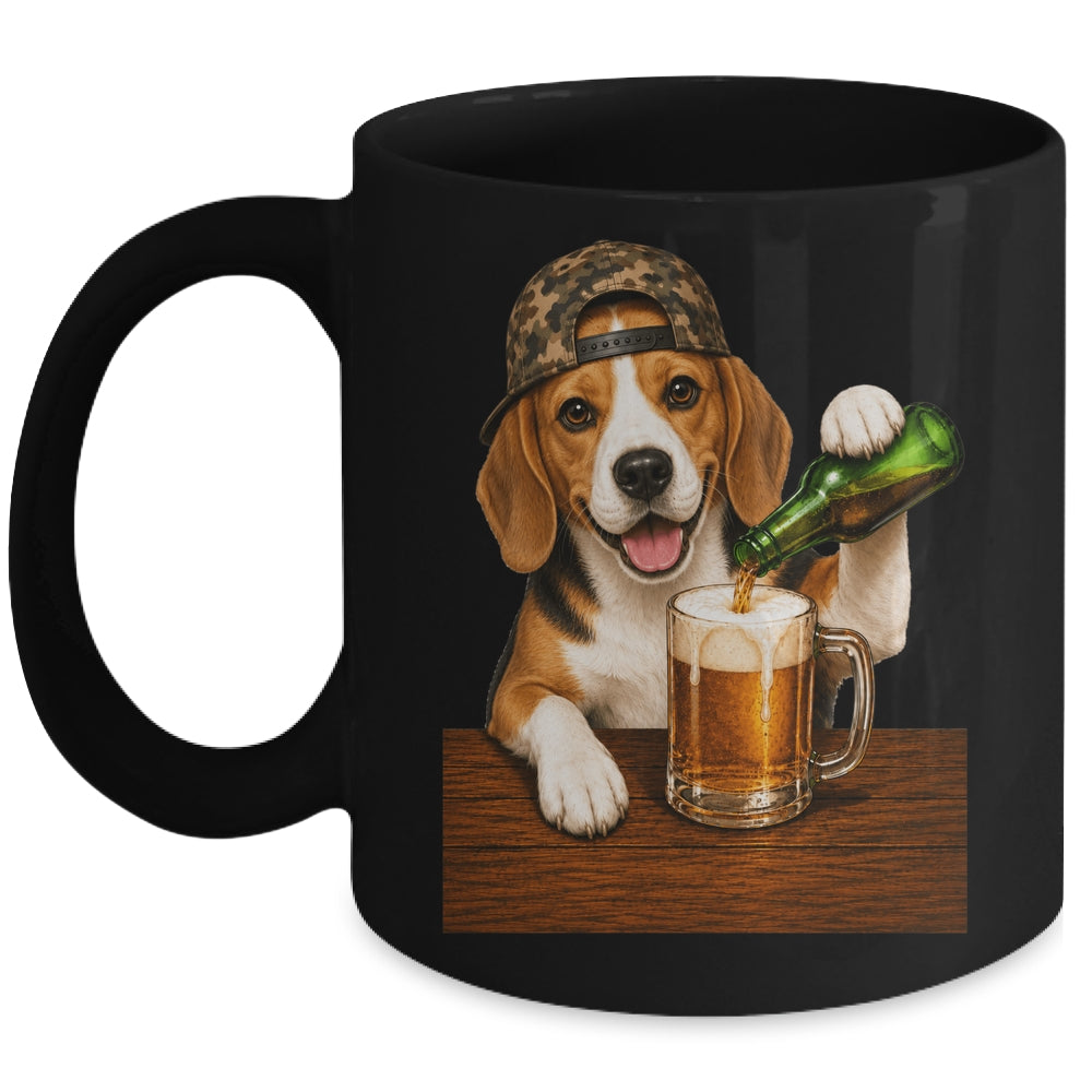 Beagle Drinking Beer Shirt Funny Fathers Day Dog Meme Mug | siriusteestore