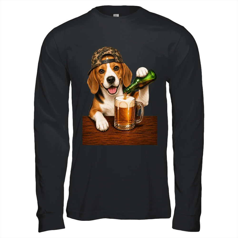 Beagle Drinking Beer Shirt Funny Fathers Day Dog Meme Shirt & Hoodie | siriusteestore