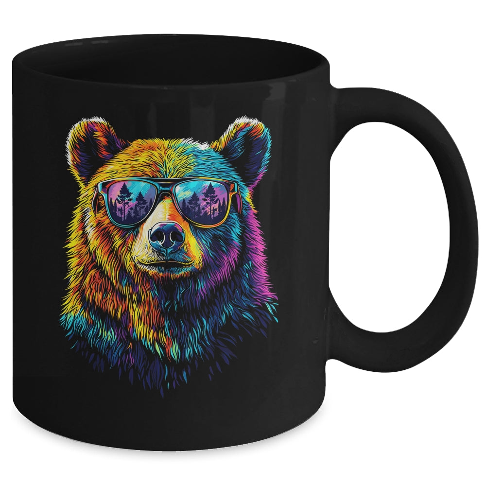 Bear Wearing Sunglasses Wildlife Graphic Colorful Bear Lover Mug | siriusteestore