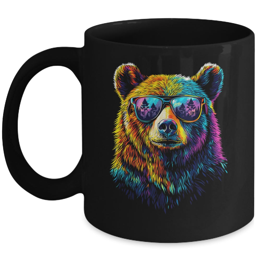 Bear Wearing Sunglasses Wildlife Graphic Colorful Bear Lover Mug | siriusteestore