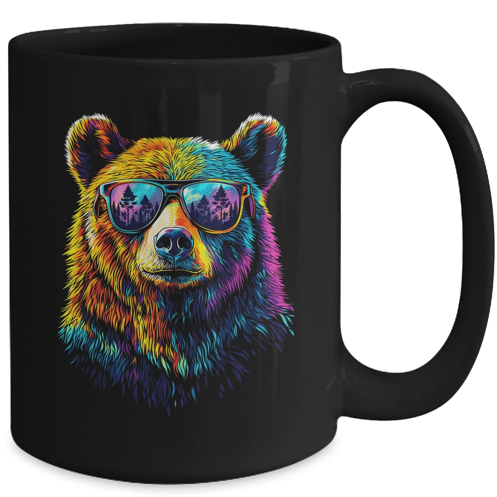 Bear Wearing Sunglasses Wildlife Graphic Colorful Bear Lover Mug | siriusteestore