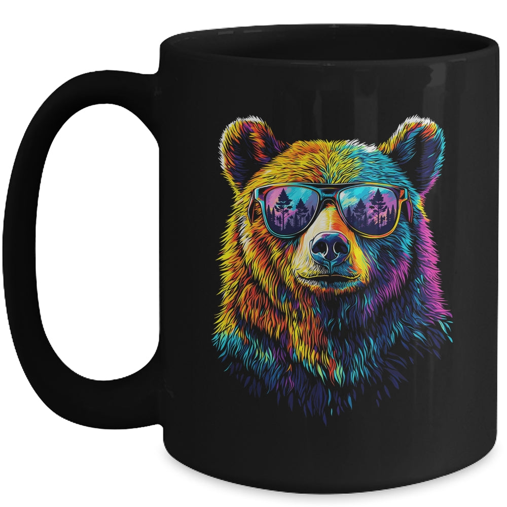 Bear Wearing Sunglasses Wildlife Graphic Colorful Bear Lover Mug | siriusteestore