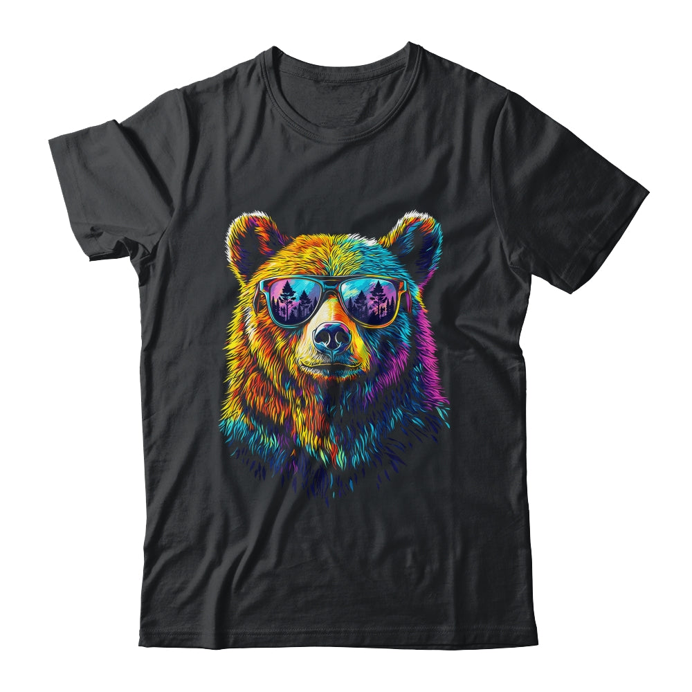 Bear Wearing Sunglasses Wildlife Graphic Colorful Bear Lover Shirt & Hoodie | siriusteestore