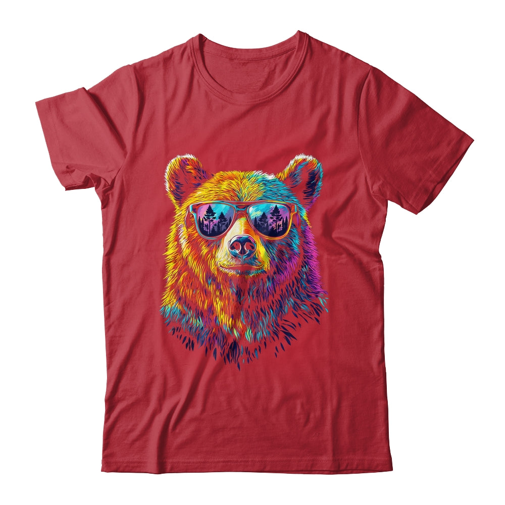 Bear Wearing Sunglasses Wildlife Graphic Colorful Bear Lover Shirt & Hoodie | siriusteestore