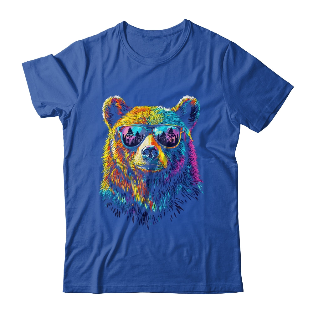 Bear Wearing Sunglasses Wildlife Graphic Colorful Bear Lover Shirt & Hoodie | siriusteestore