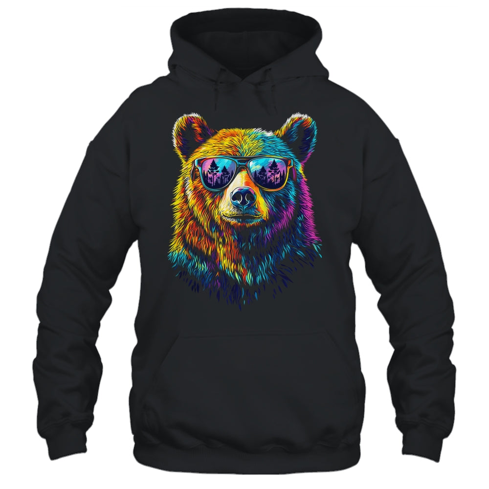 Bear Wearing Sunglasses Wildlife Graphic Colorful Bear Lover Shirt & Hoodie | siriusteestore