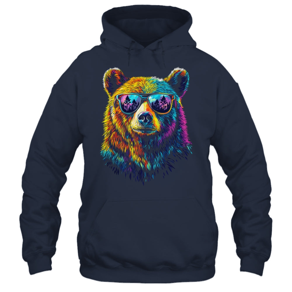 Bear Wearing Sunglasses Wildlife Graphic Colorful Bear Lover Shirt & Hoodie | siriusteestore