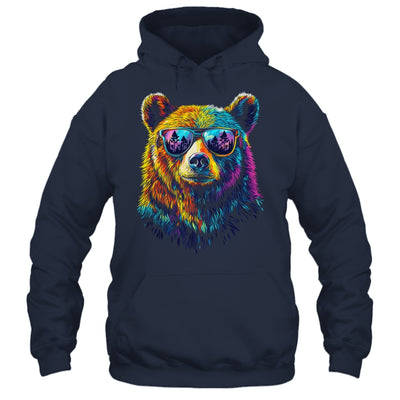 Bear Wearing Sunglasses Wildlife Graphic Colorful Bear Lover Shirt & Hoodie | siriusteestore
