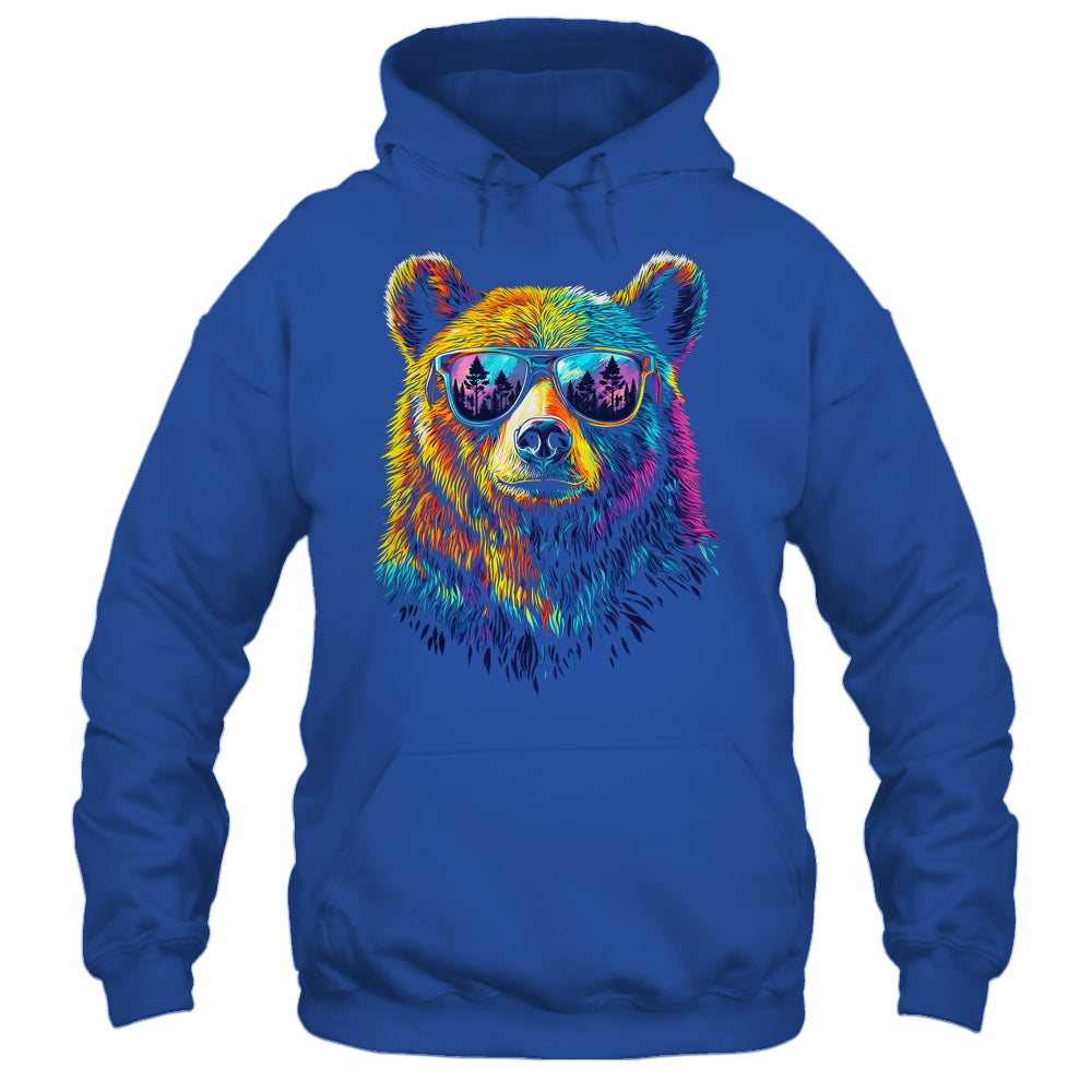 Bear Wearing Sunglasses Wildlife Graphic Colorful Bear Lover Shirt & Hoodie | siriusteestore