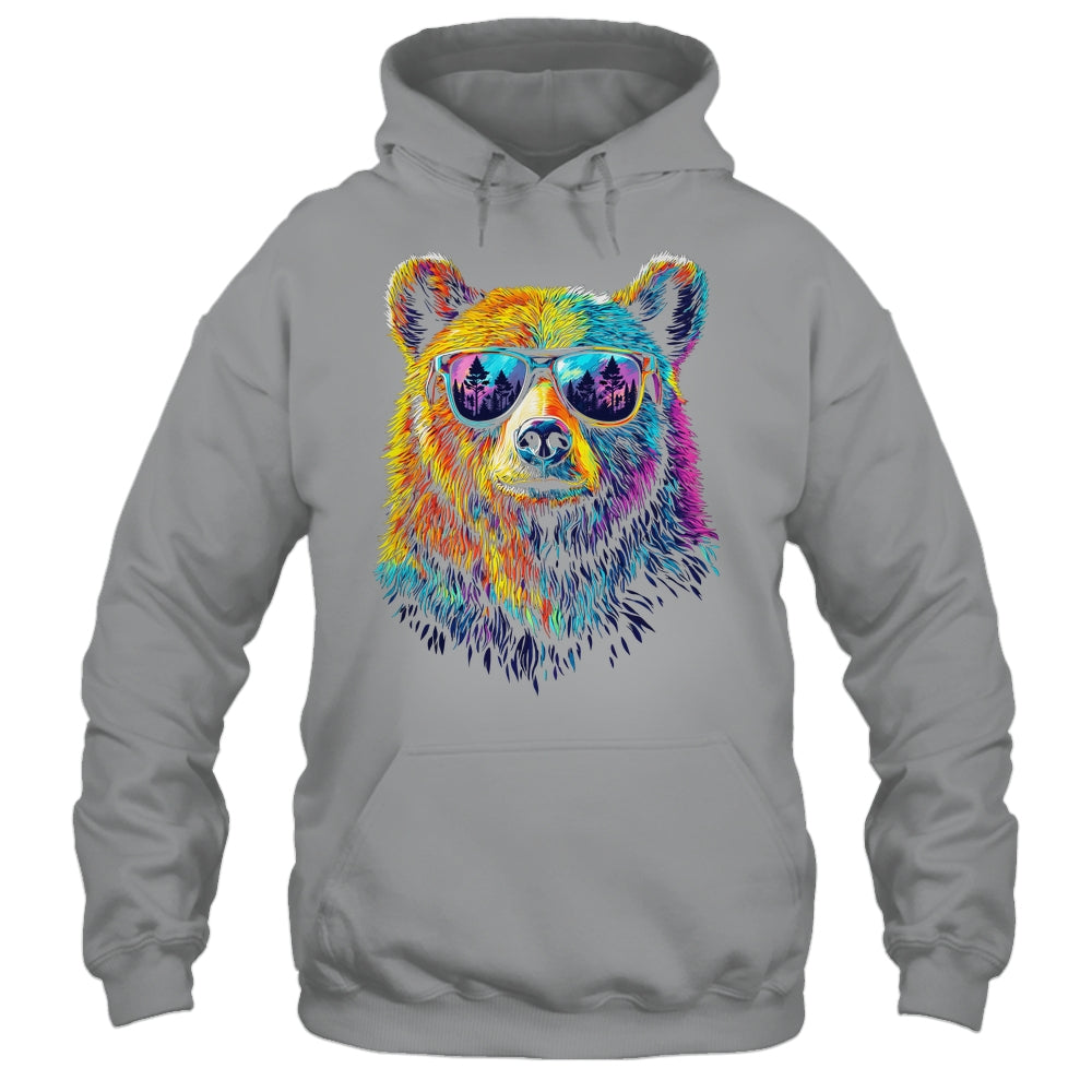 Bear Wearing Sunglasses Wildlife Graphic Colorful Bear Lover Shirt & Hoodie | siriusteestore