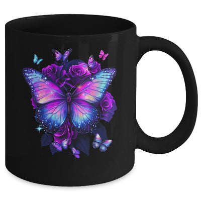Beautiful Butterfly Purple Rose Butterfly Lovers Women Girls Mug | siriusteestore