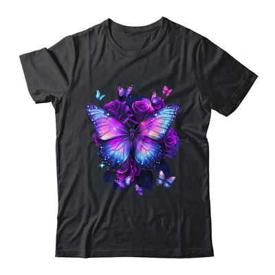 Beautiful Butterfly Purple Rose Butterfly Lovers Women Girls Shirt & Tank Top | siriusteestore