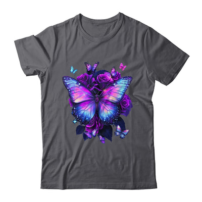 Beautiful Butterfly Purple Rose Butterfly Lovers Women Girls Shirt & Tank Top | siriusteestore