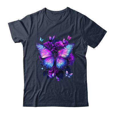 Beautiful Butterfly Purple Rose Butterfly Lovers Women Girls Shirt & Tank Top | siriusteestore