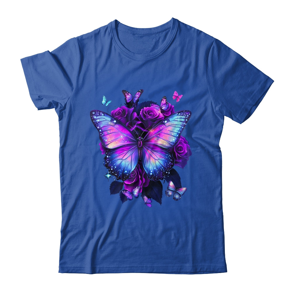 Beautiful Butterfly Purple Rose Butterfly Lovers Women Girls Shirt & Tank Top | siriusteestore