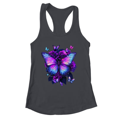 Beautiful Butterfly Purple Rose Butterfly Lovers Women Girls Shirt & Tank Top | siriusteestore