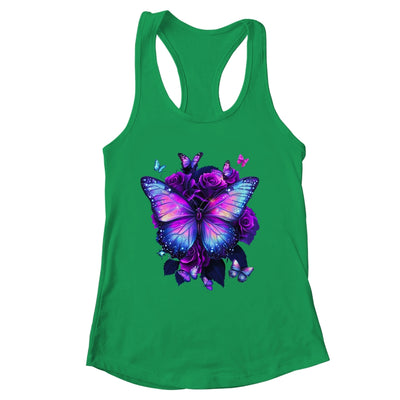 Beautiful Butterfly Purple Rose Butterfly Lovers Women Girls Shirt & Tank Top | siriusteestore