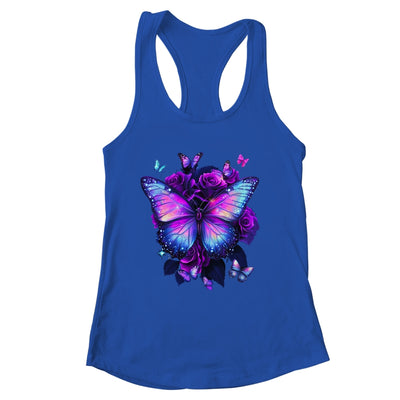 Beautiful Butterfly Purple Rose Butterfly Lovers Women Girls Shirt & Tank Top | siriusteestore