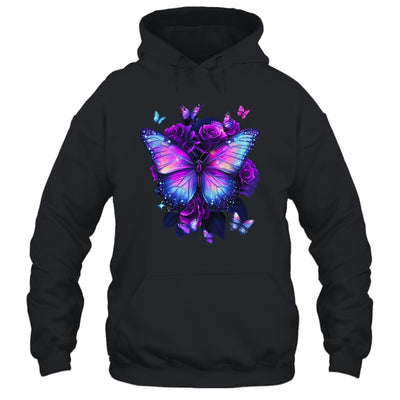 Beautiful Butterfly Purple Rose Butterfly Lovers Women Girls Shirt & Tank Top | siriusteestore