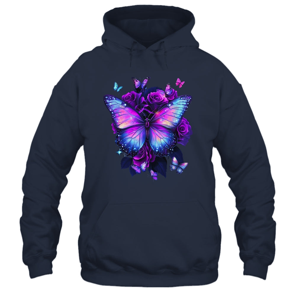 Beautiful Butterfly Purple Rose Butterfly Lovers Women Girls Shirt & Tank Top | siriusteestore