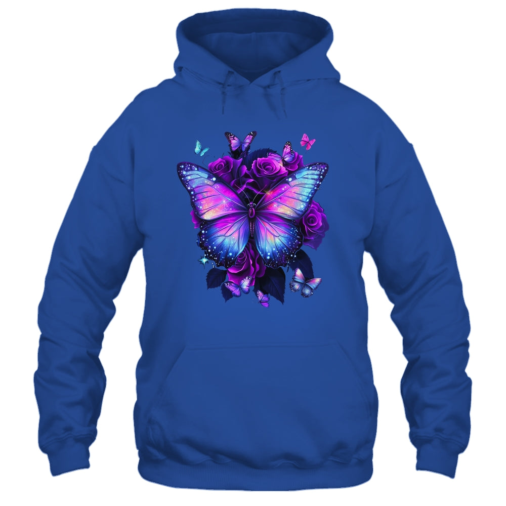 Beautiful Butterfly Purple Rose Butterfly Lovers Women Girls Shirt & Tank Top | siriusteestore